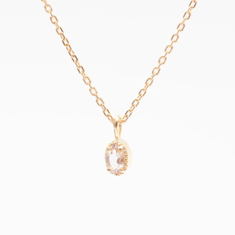 Gold Vermeil Oval Milgrain Edge Morganite Necklace made by Silver Lotus