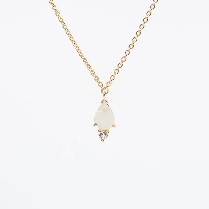 Teardrop Shaped Moonstone & White Topaz Gold Vermeil Necklace sold by Silver Lotus