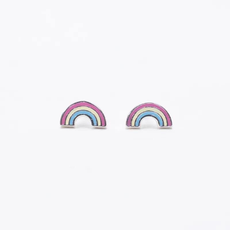 Silver Enamel Rainbow Studs sold by Silver Lotus