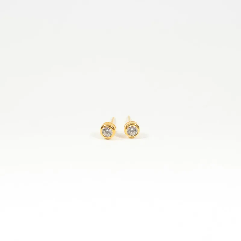 Round Gold Vermeil Cubic Zirconia Studs sold by Silver Lotus