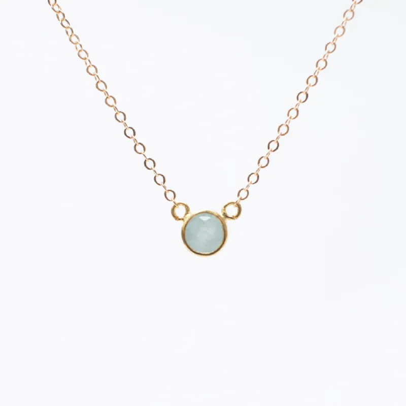 Gold Aquamarine Comini Circle Stone Necklace sold by Silver Lotus