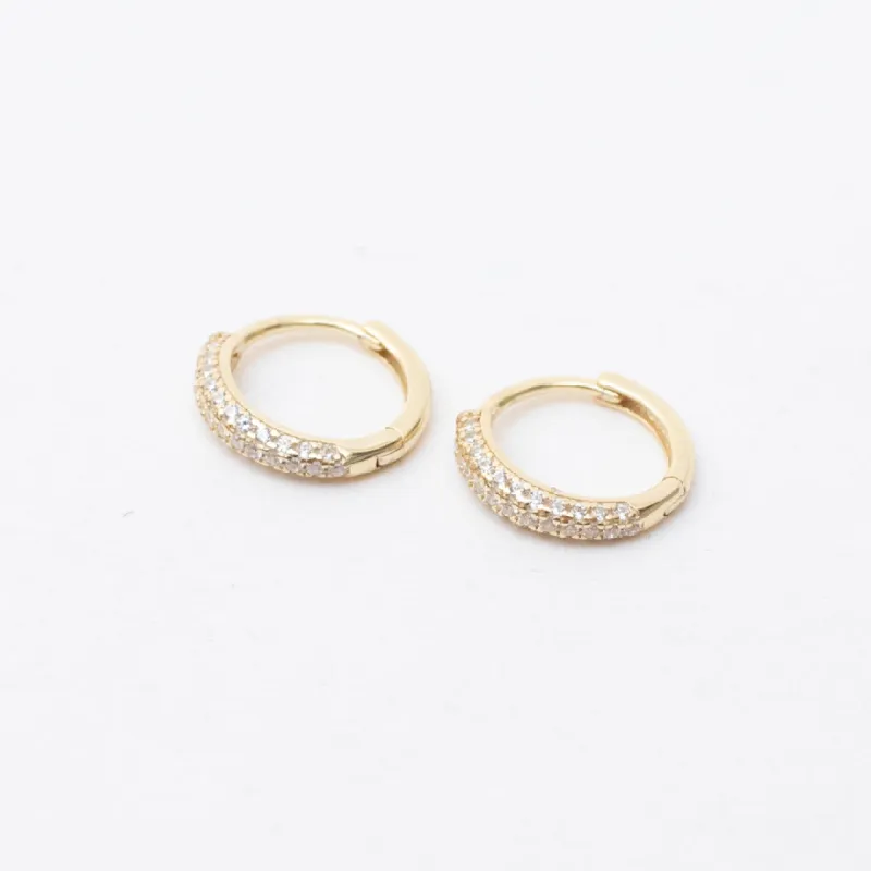 Gold Plated Mini Dome Pave Huggies sold by Silver Lotus