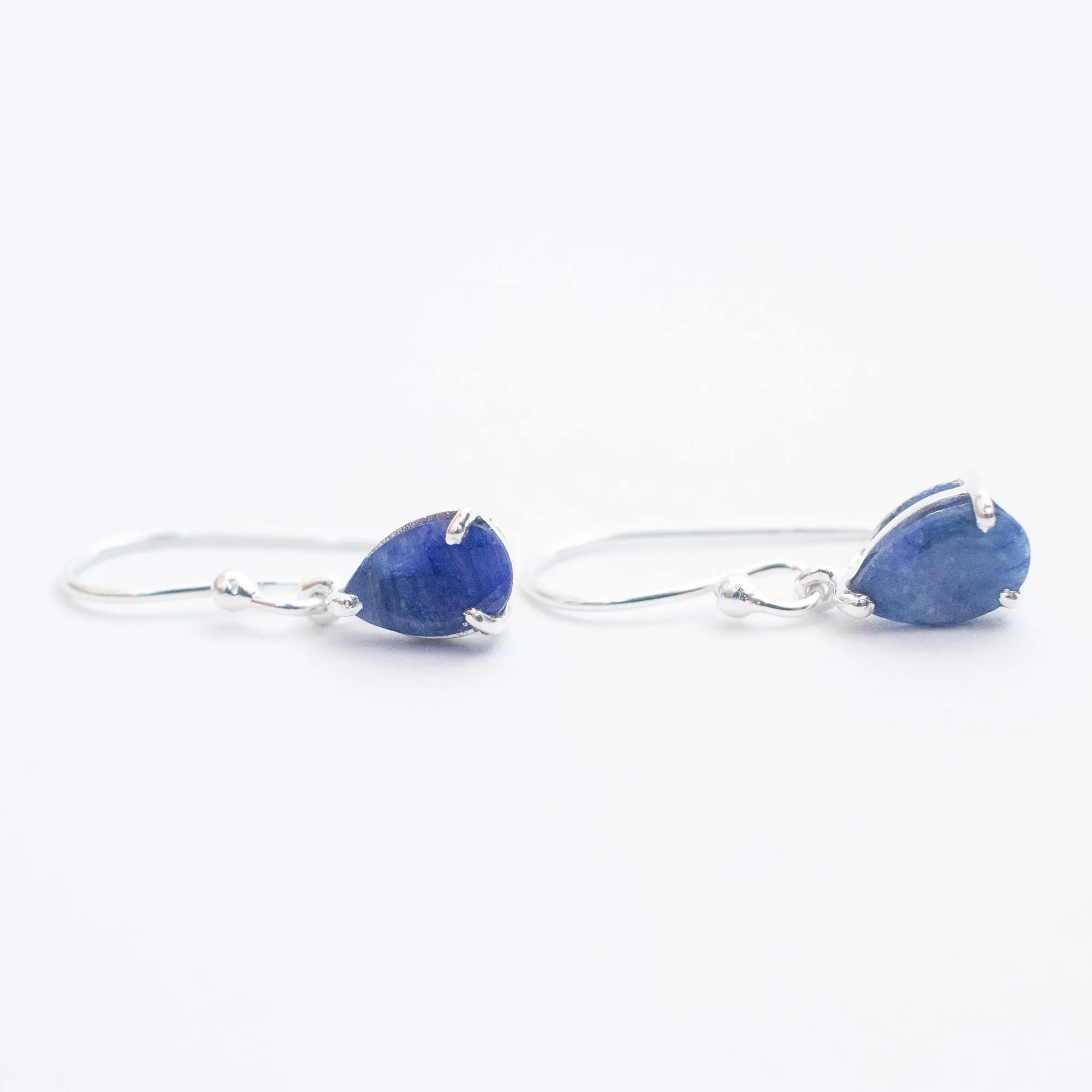 Silver Raw Blue Sapphire Teardrop Earrings sold by Silver Lotus product image thumbnail 2