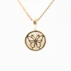 Gold Vermeil Mother of Pearl Butterfly Disc Necklace sold by Silver Lotus