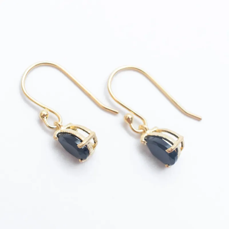 Black Onyx Gold Vermeil Teardrop Earrings sold by Silver Lotus
