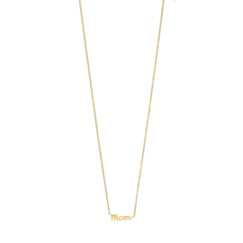 Mom Script Gold Plated Necklace sold by Silver Lotus
