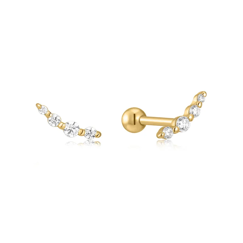 Gold Graduated CZ Bar Studs sold by Silver Lotus