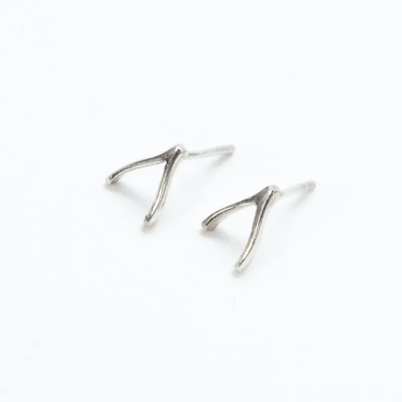 Silver Wishbone Studs sold by Silver Lotus