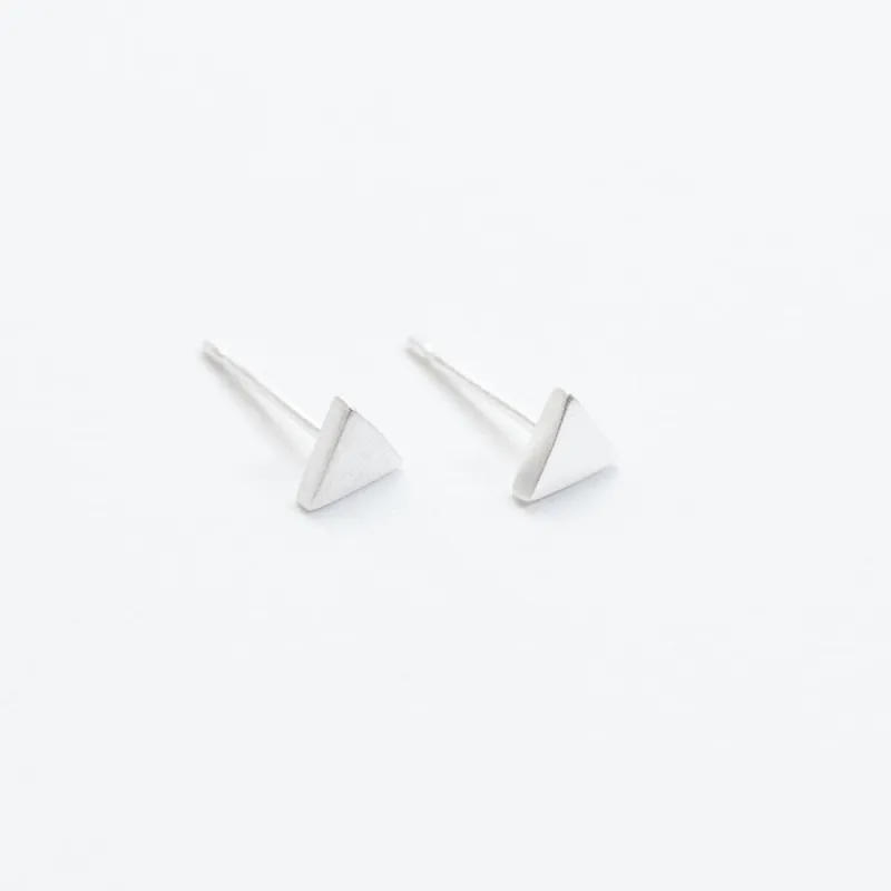 Brushed Silver Tiny Triangle Studs sold by Silver Lotus