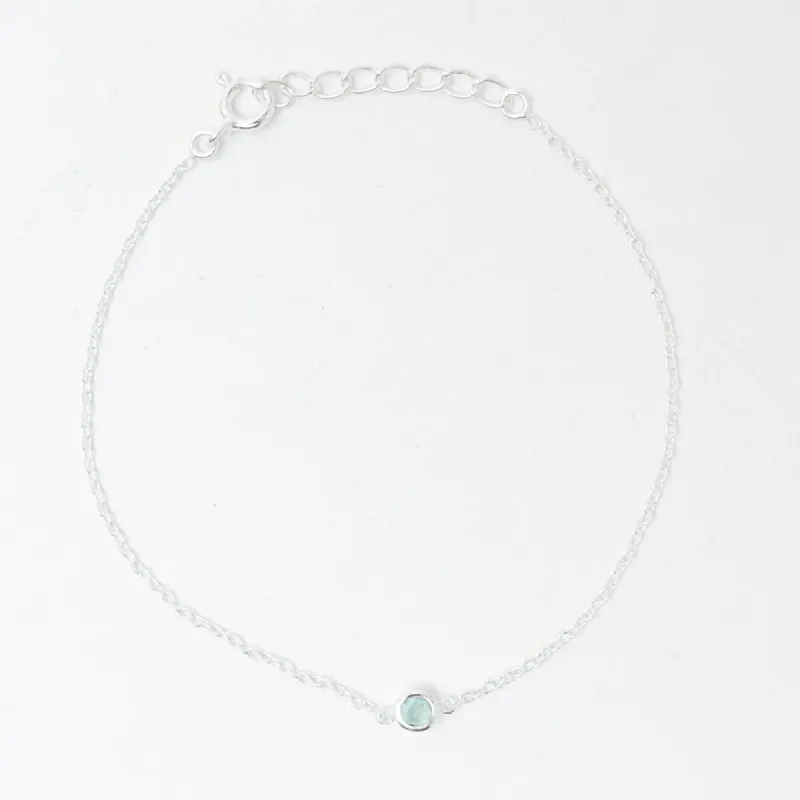 Silver Aqua Chalcedony Solitaire Bracelet sold by Silver Lotus