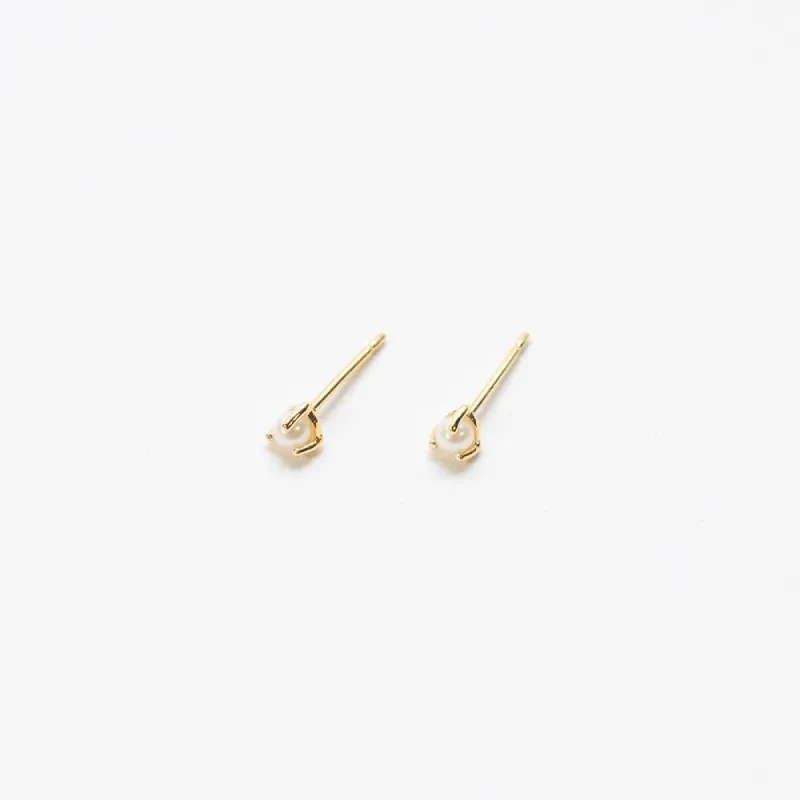 Gold Vermeil Prong Set Pearl Studs sold by Silver Lotus