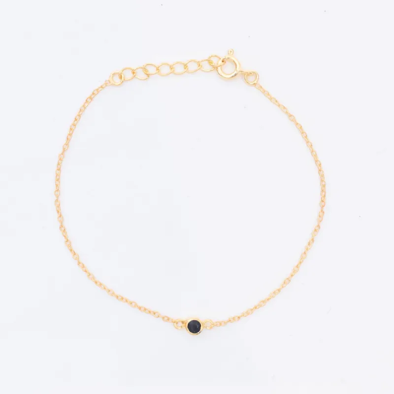 Gold Vermeil Black Onyx Solitaire Bracelet sold by Silver Lotus