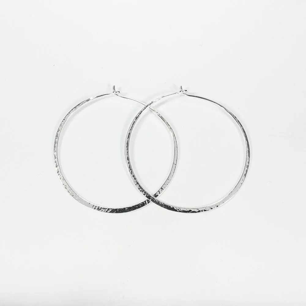Medium Silver Hammered Wire Hoops sold by Silver Lotus