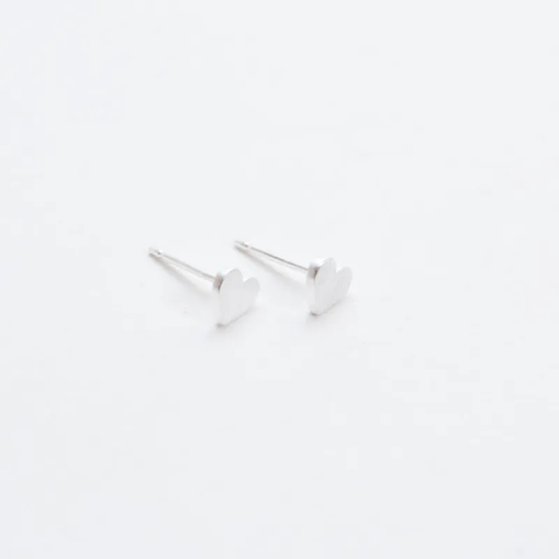 Small Brushed Silver Heart Studs sold by Silver Lotus