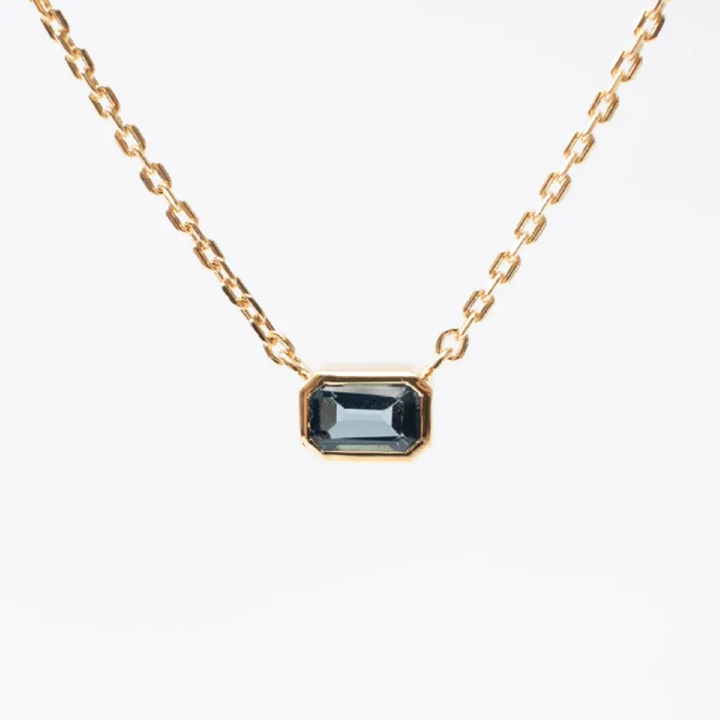 Gold Vermeil Octagon Shaped Blue Topaz Necklace sold by Silver Lotus
