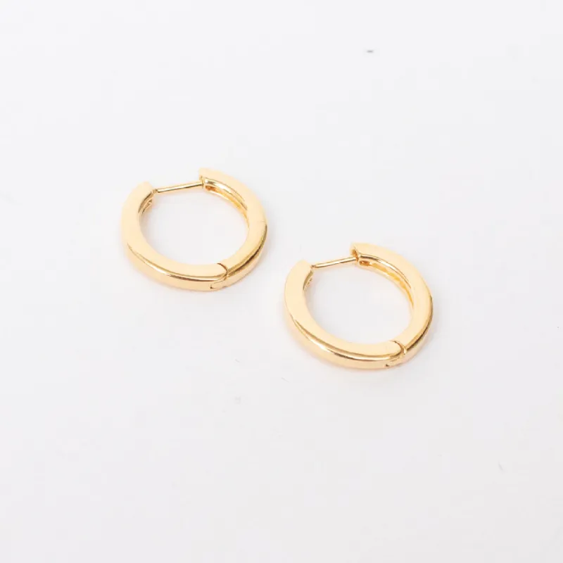 Gold Vermeil Flat Squared Click In Hoops sold by Silver Lotus