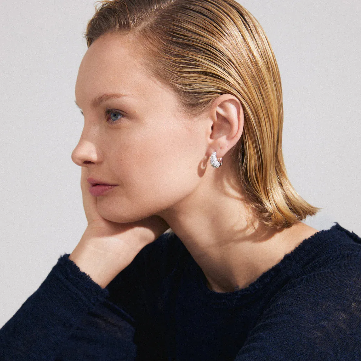 Focus Silver Plated Crystal Hoops sold by Silver Lotus product image thumbnail 2