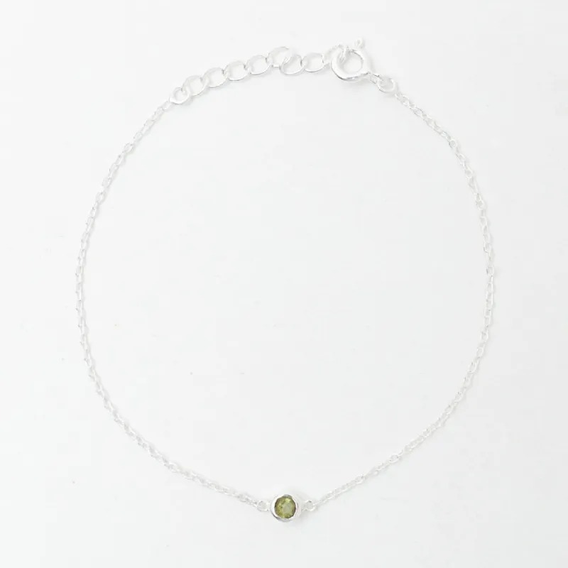 Silver Peridot Solitaire Bracelet sold by Silver Lotus