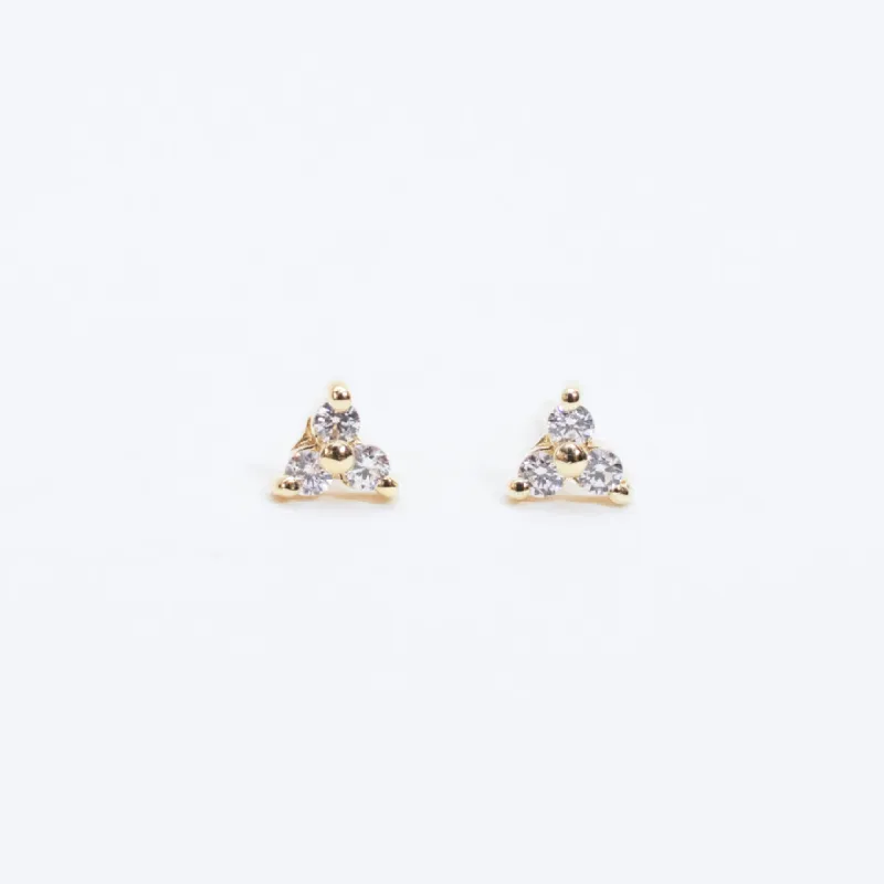 Triangle Shaped CZ Gold Vermeil Studs sold by Silver Lotus