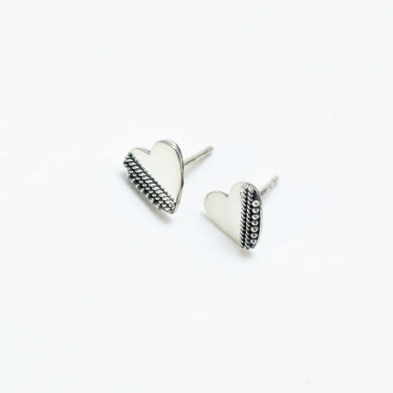 Silver Madu Heart Studs sold by Silver Lotus