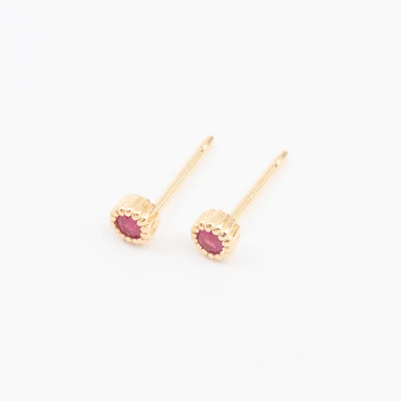 Gold Vermeil Ruby Milgrain Studs sold by Silver Lotus