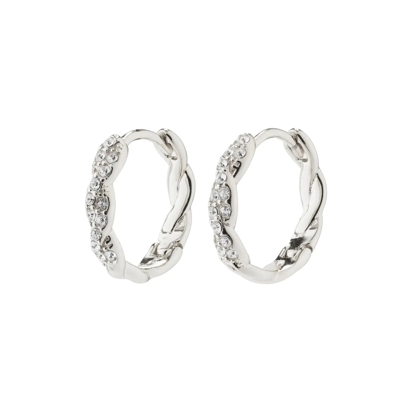 Ezo Twirled Small Silver Plated Crystal Hoops sold by Silver Lotus