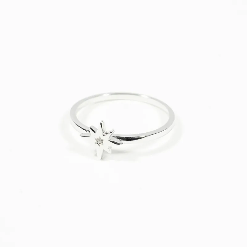 Petite Silver Starburst Ring sold by Silver Lotus