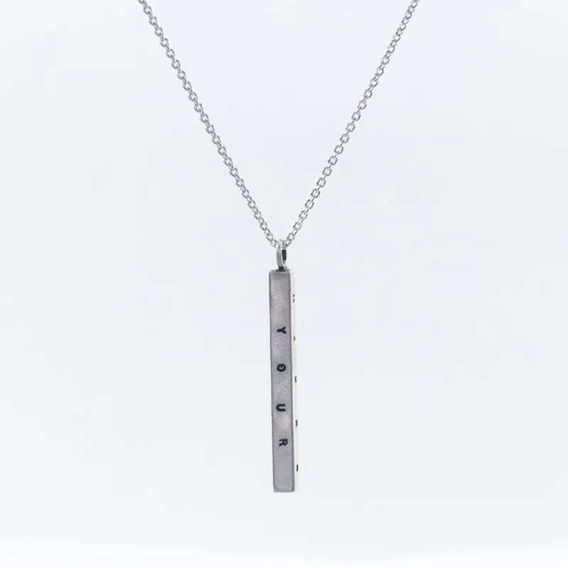 Medium Letter Pressed Bar Necklace sold by Silver Lotus