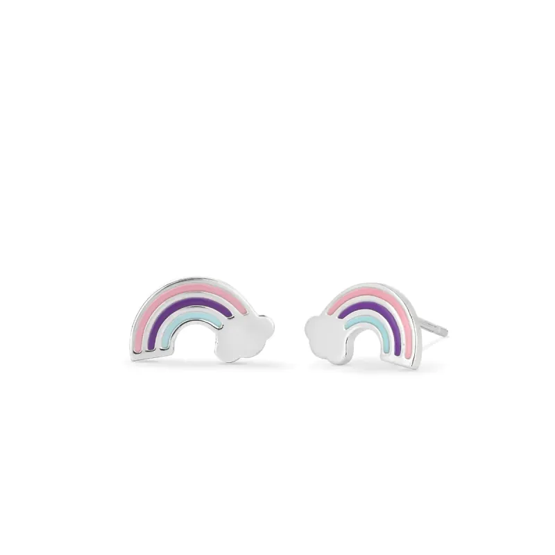 Silver Enamel Rainbow Studs sold by Silver Lotus