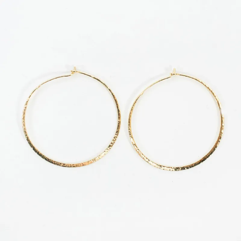 Medium Gold Vermeil Hammered Wire Hoops sold by Silver Lotus