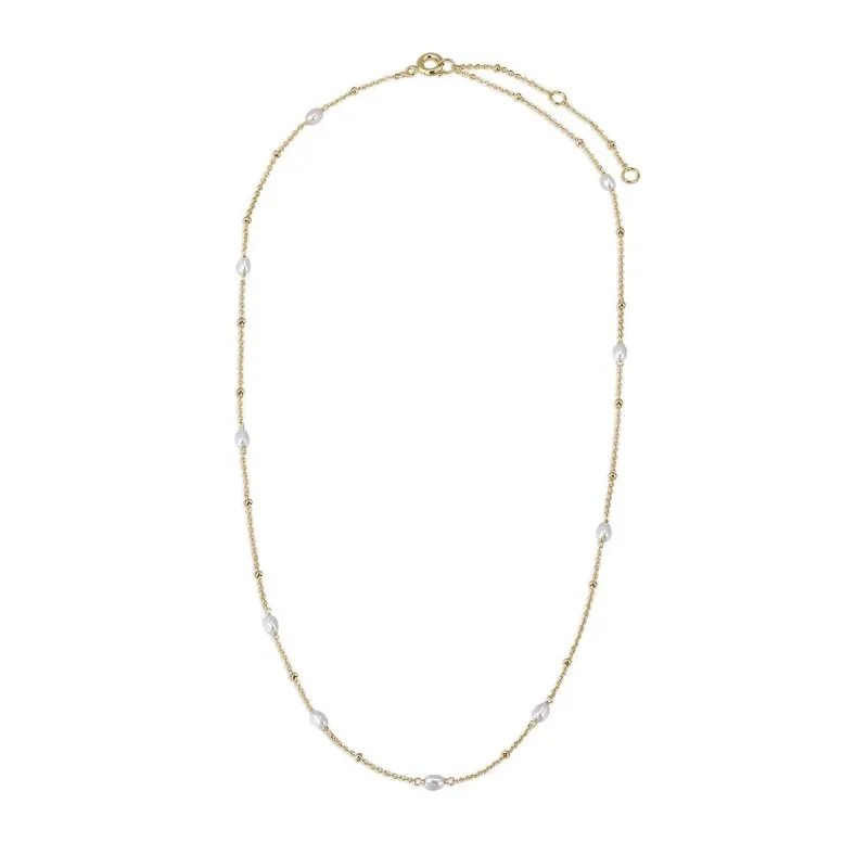Gold Plated Micro Pearl & Bead Necklace sold by Silver Lotus