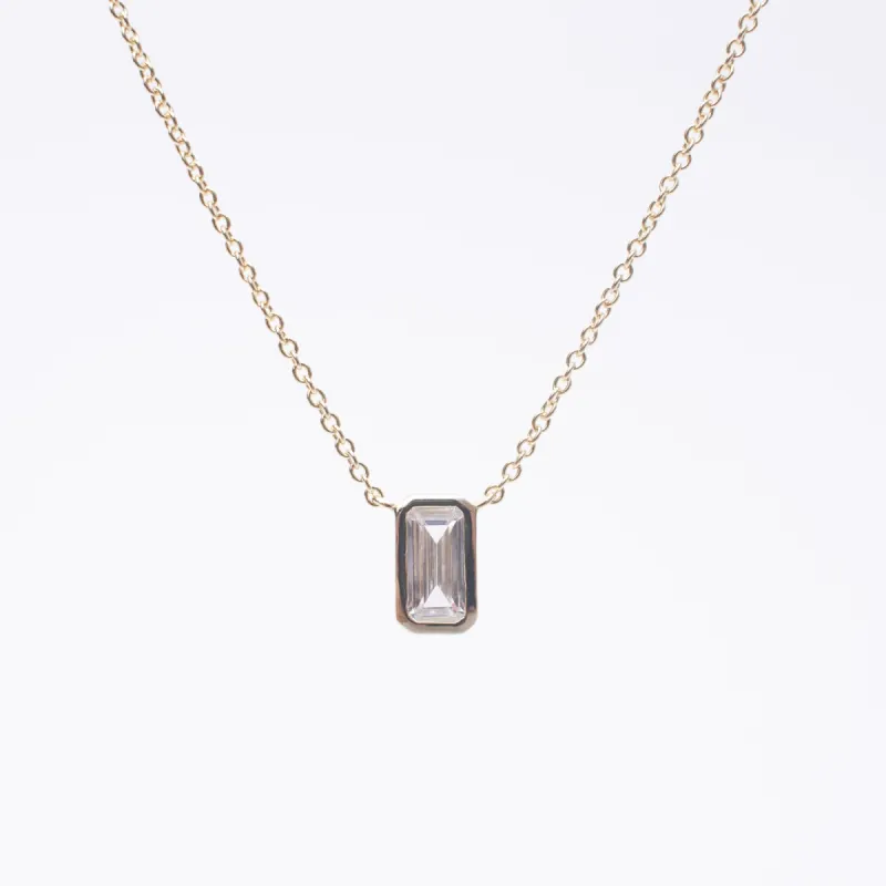 Gold Vermeil Bezel Set Solitaire Cubic Necklace sold by Silver Lotus