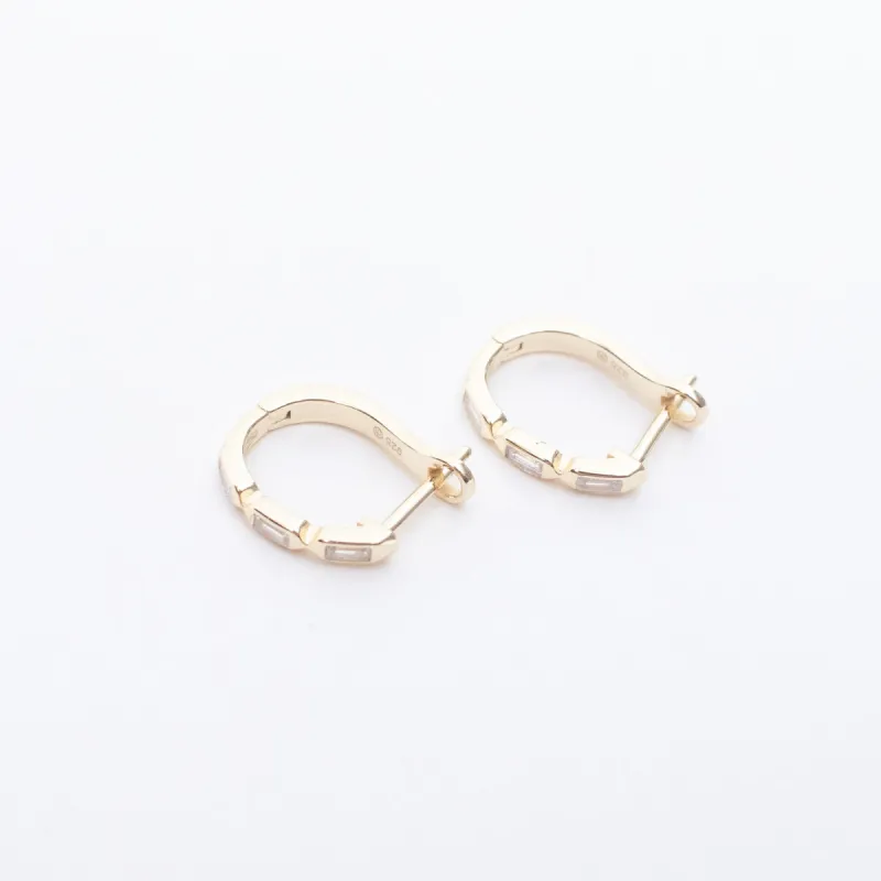 Gold Vermeil Emerald Cut Cubic Huggies sold by Silver Lotus