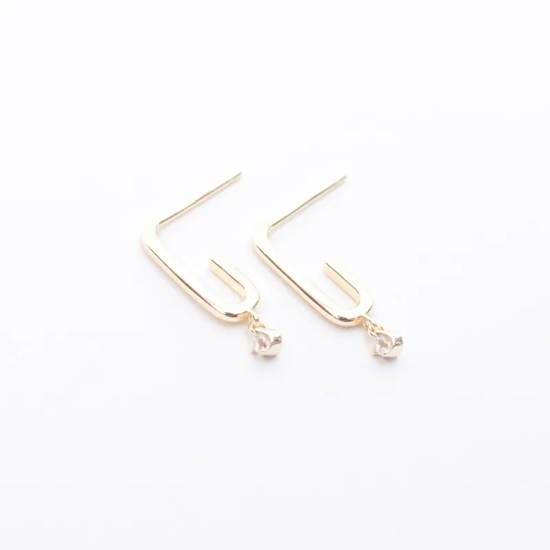 Gold Plated Mini CZ Drop Hoop Earrings sold by Silver Lotus