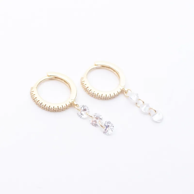 Gold Vermeil Cubic Dangle Huggies sold by Silver Lotus