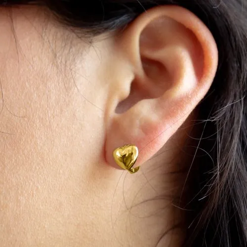 Gold Vermeil Puffy Heart Huggies sold by Silver Lotus product image thumbnail 2