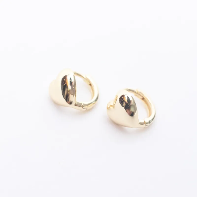 Gold Vermeil Puffy Heart Huggies sold by Silver Lotus