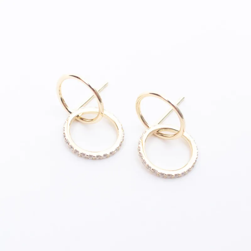 Gold Vermeil Cubic Double Ring Earrings sold by Silver Lotus