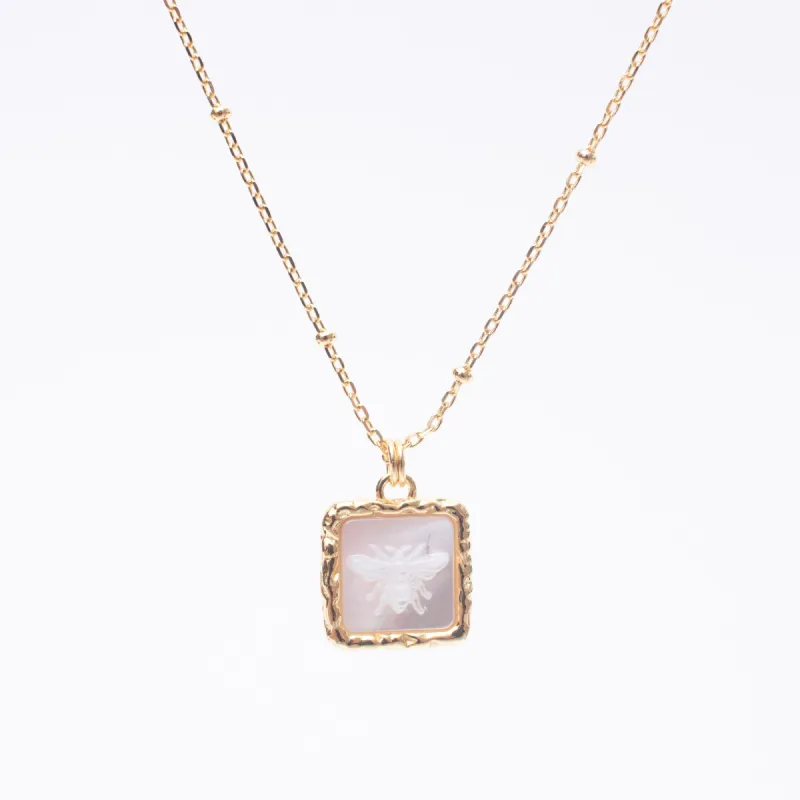 Gold Vermeil Bee Mother of Pearl Necklace sold by Silver Lotus