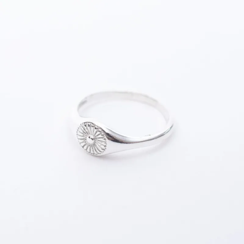 Petite Silver Flower Signet Ring sold by Silver Lotus