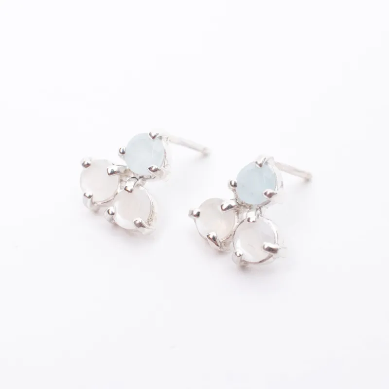Aquamarine & Moonstone Silver Portofino Studs sold by Silver Lotus