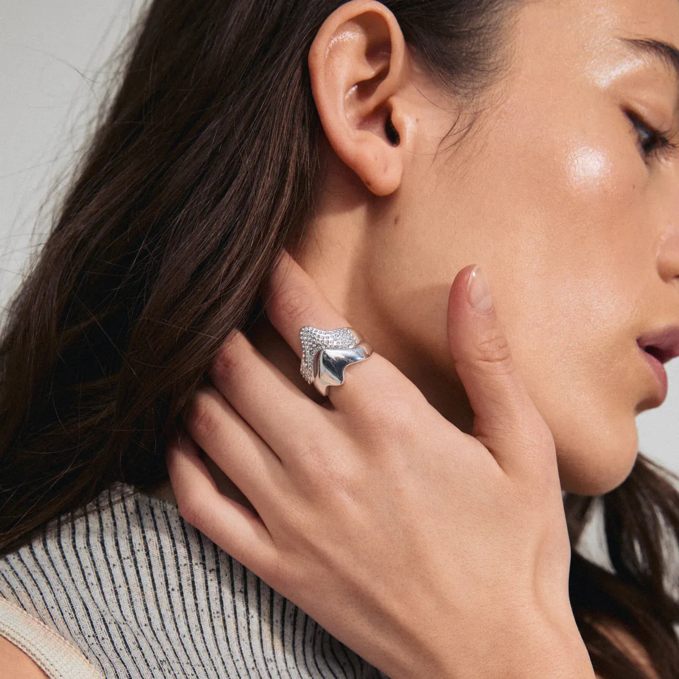 Connect Silver Plated Crystal Ring Set sold by Silver Lotus product image thumbnail 3