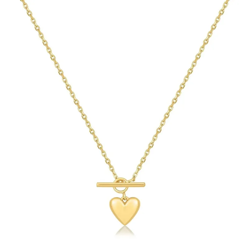 Gold Plated Micro Heart Toggle Necklace sold by Silver Lotus