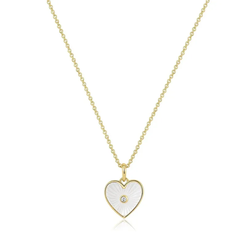 Gold Plated Mother of Pearl Heart Necklace sold by Silver Lotus