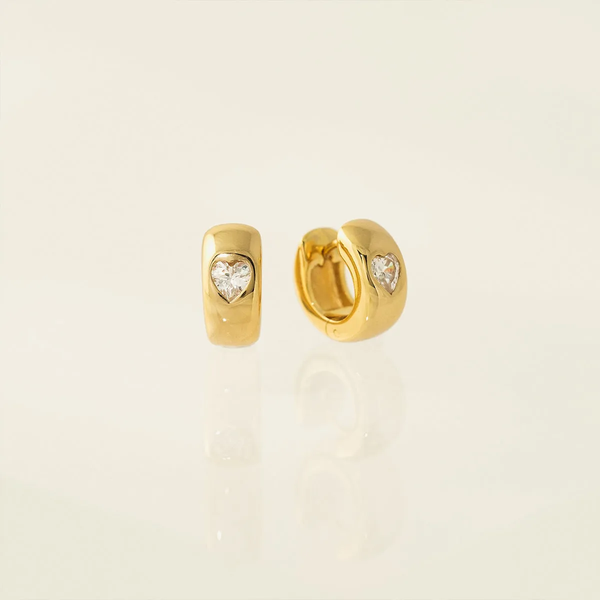 Heart Chunky Gold Huggie Hoops sold by Silver Lotus