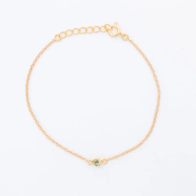 Gold Vermeil Peridot Solitaire Bracelet sold by Silver Lotus