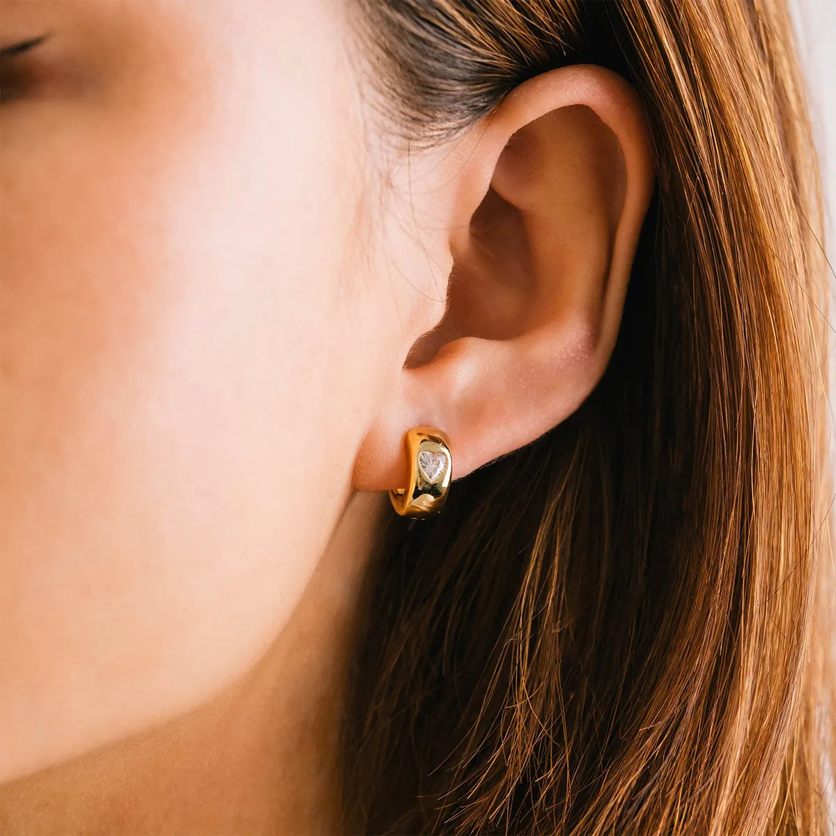 Heart Chunky Gold Huggie Hoops sold by Silver Lotus product image thumbnail 2