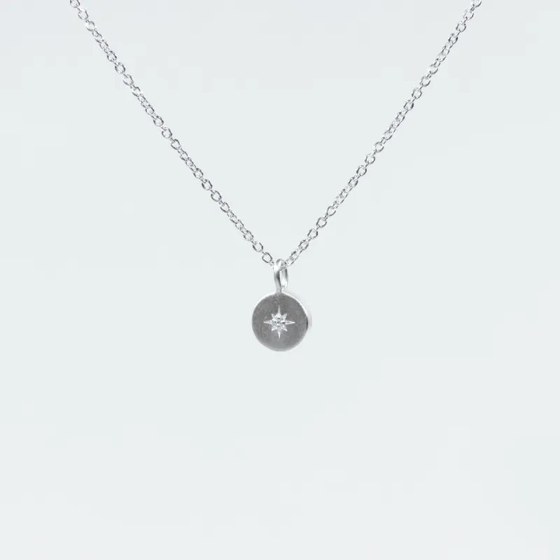 Brushed Silver Crystal Starburst Necklace sold by Silver Lotus