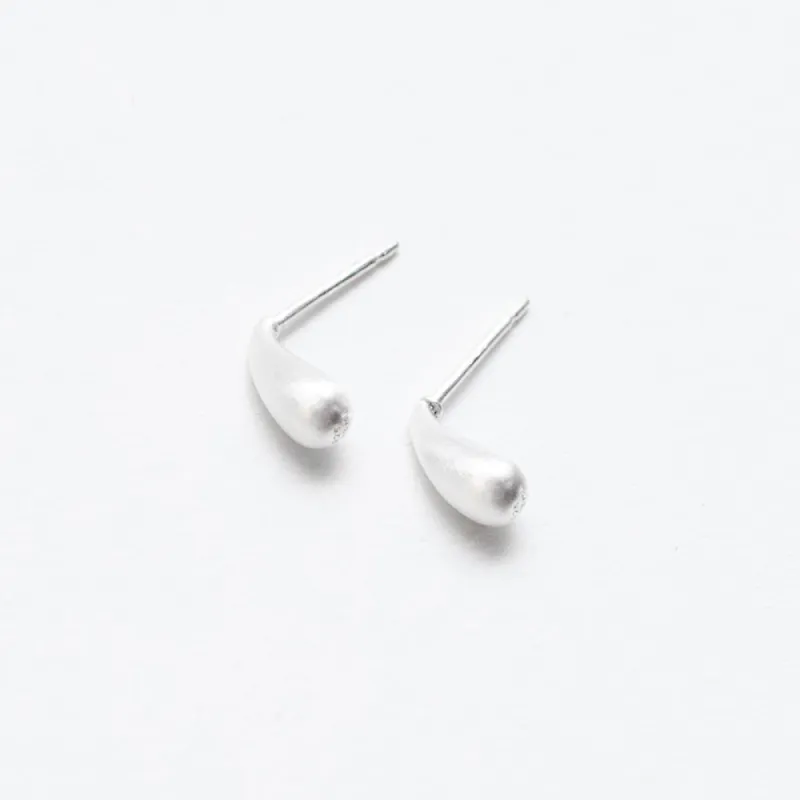 Small Puffed Brushed Silver Studs sold by Silver Lotus