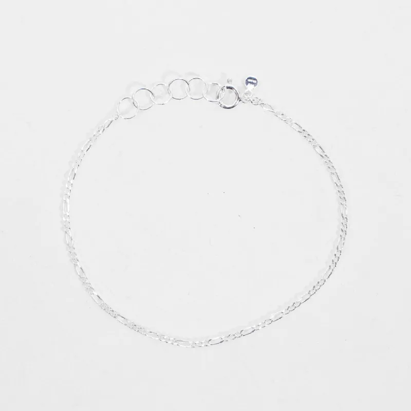 Fine Silver Figaro Chain Bracelet sold by Silver Lotus